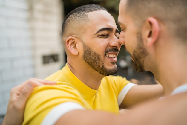 Gay couple spending time together