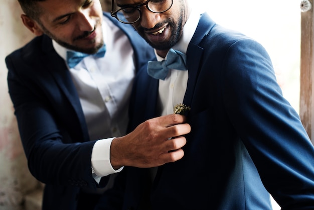 Gay couple sweet on wedding day