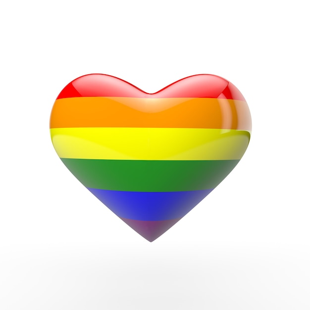 Gay LGBT rainbow flag heart 3D renderring