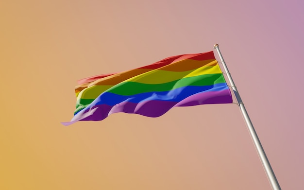 Foto gay pride lgbt-vlag op gekleurde achtergrond