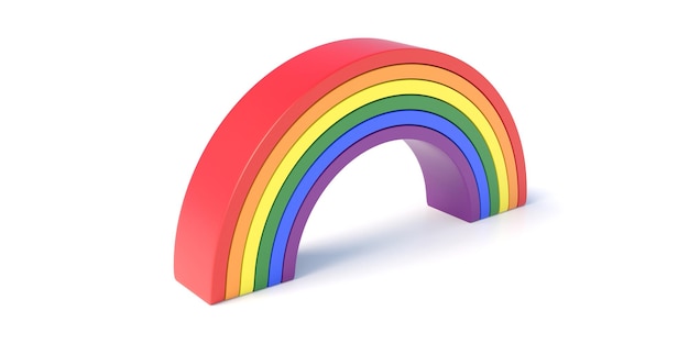 Foto gay pride arco arcobaleno segno lgbt su sfondo bianco colori dello spettro per la diversità sessuale illustrazione 3d
