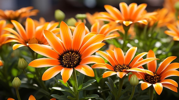 Gazania flower or african daisy in a garden