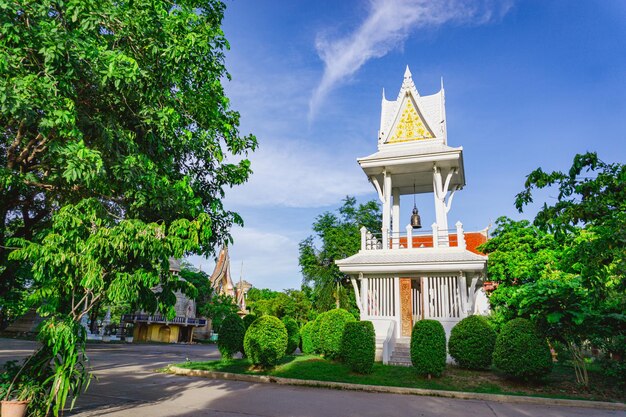 Gazebo by building against sky