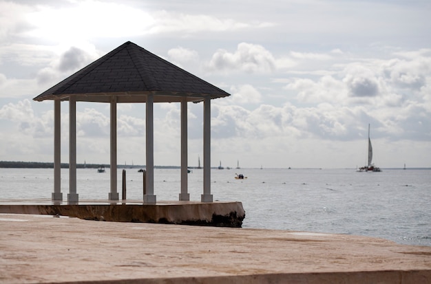 Gazebo on the sea at bayahibe in Dominican Republic