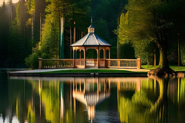 A gazebo with a gazebo on the top of it