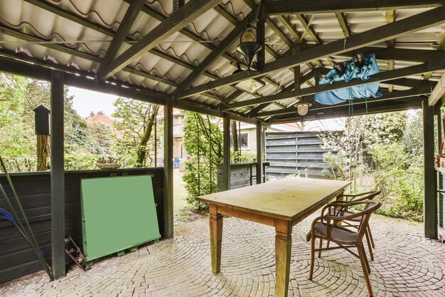 Gazebo with table and chairs