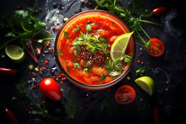 Gazpacho healthy food background