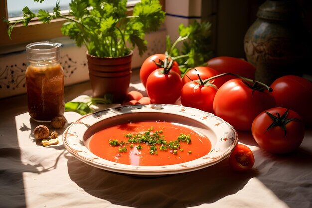 Foto gazpacho met tomaten en groenten