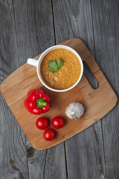 Gazpacho, spanish raw tomato and vegetable soup