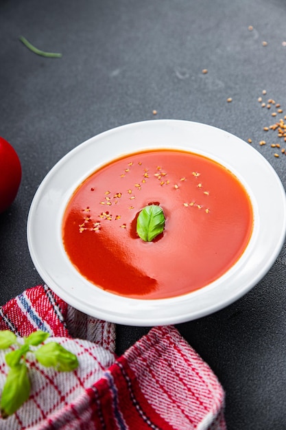 gazpacho tomato soup first course healthy meal food snack on the table copy space food background