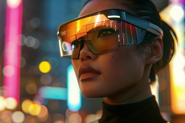 Foto occhiali intelligenti connessi per il linguaggio in tempo reale