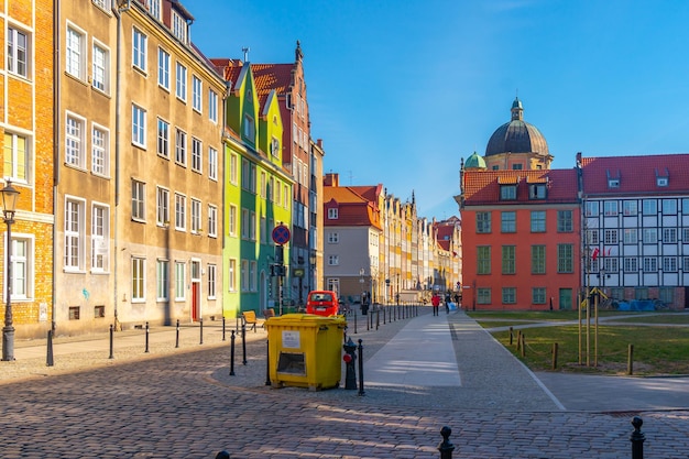 Gdansk Poland 11 March 2022 Colorful medieval townhouses in gdansk travel