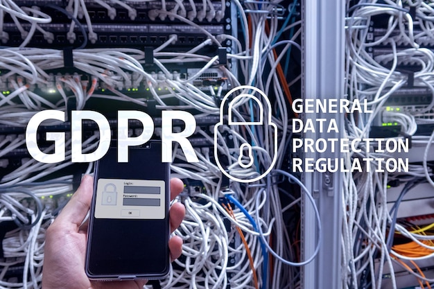 GDPR General data protection regulation compliance Server room background