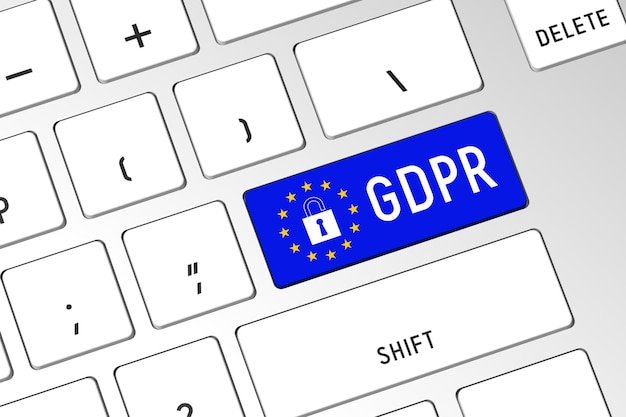 GDPR 일반 데이터 보호 규정 키보드 3D 일러스트레이션