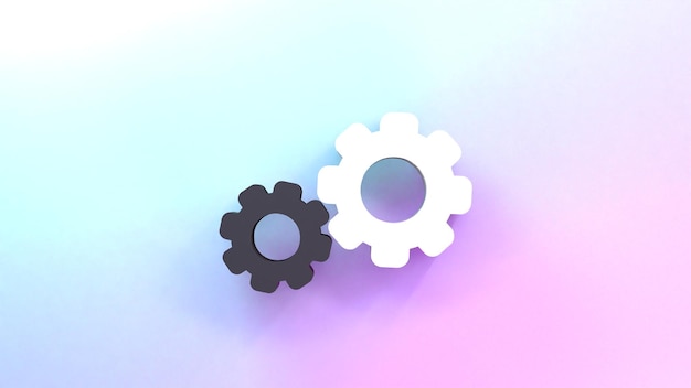 Gear icon 3d render illustration