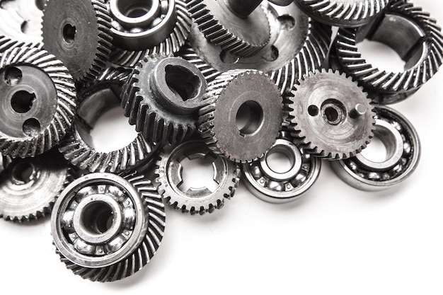 Gear metal wheels isolated on white background