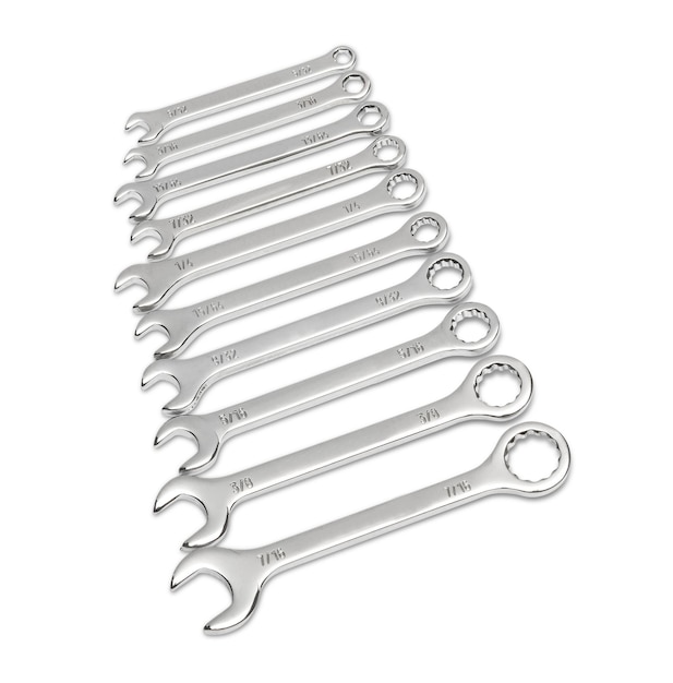 Gear wrench on white background