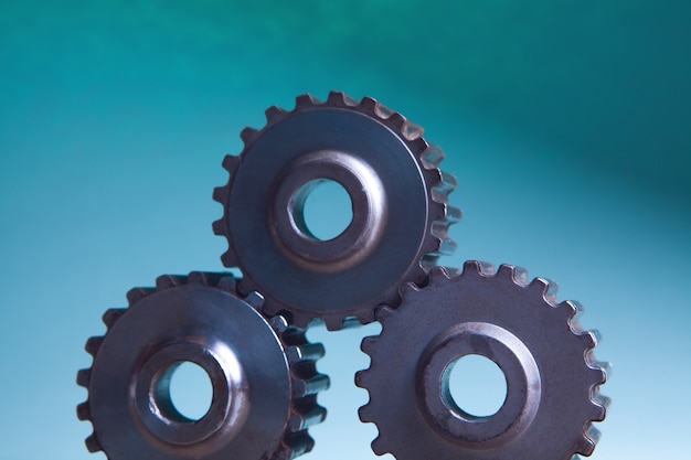 Gears on a blue background