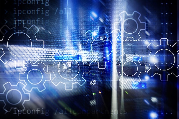 Gears mechanism digital transformation data integration and digital technology concept