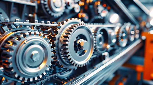 Foto gears of progress een industriële symfonie van wielen en tandwielen die de schoonheid van de mechanische techniek toont