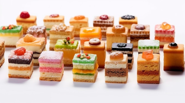 Geassorteerde verschillende minicakes met room