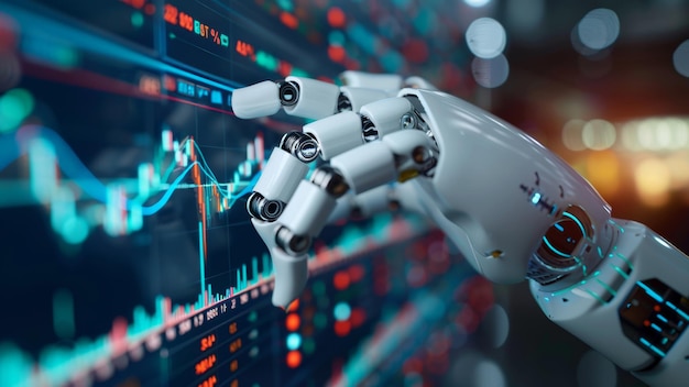 Geautomatiseerde handel AI Robot analyseren van de aandelenmarkt