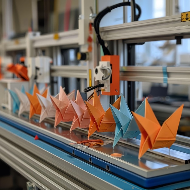 Geautomatiseerde origami-werkplaats voor het vouwen van papier, nauwkeurige kunst, geautomatiseerd