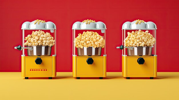 Foto geautomatiseerde popcornmachines met een vaste achtergrond