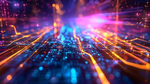 Geavanceerd technologisch raamwerk met behulp van binaire algoritmen voor gegevensanalyse in digitale netwerken Concept Binary Algorithms Data Analytics Advanced Tech Framework Digitale Netwerken