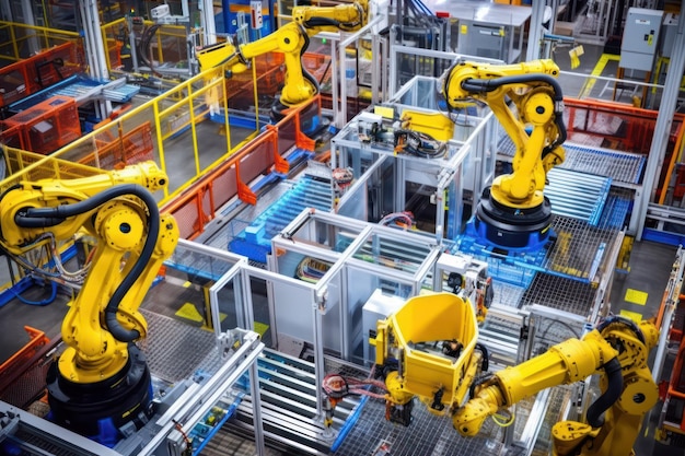 Geavanceerde automatiseringsrobot in actie op industriële productielijn