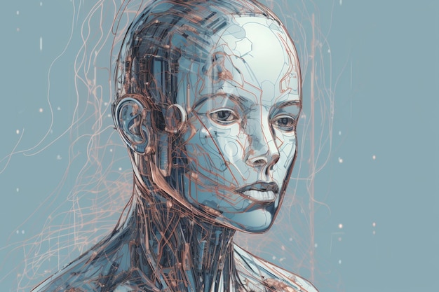Geavanceerde kunstmatige intelligentie-robot gemaakt met generatieve AI