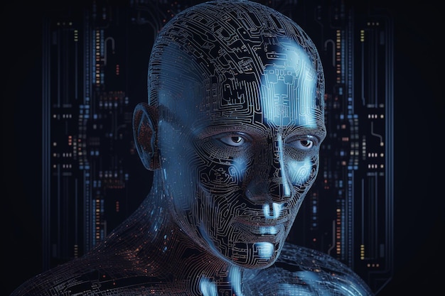 Geavanceerde kunstmatige intelligentie-robot gemaakt met generatieve AI