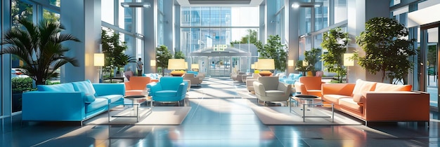 Foto geavanceerde moderne lobby met elegante meubels en hedendaags ontwerp biedt een luxe welkomst aan een bedrijf of hotel