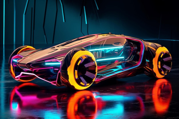 Geavanceerde neon elektrische auto Energietechnologie Genereer Ai