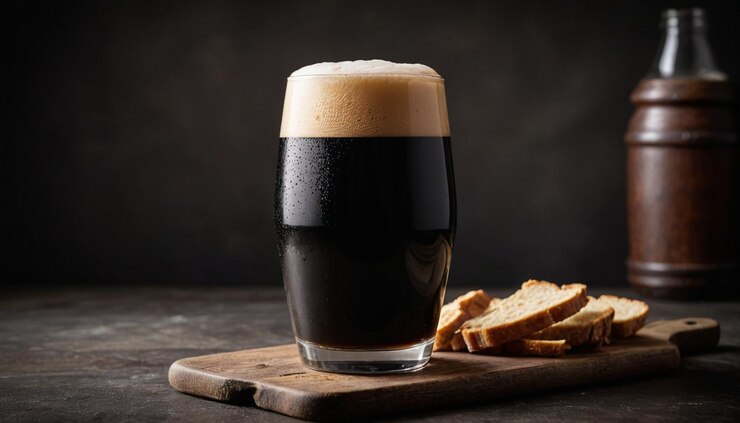 Foto geavanceerde samenstelling van dark stout-bier