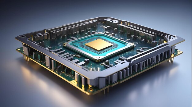 Geavanceerde technologie Concept Visualisatie Circuit Board CPU Processor Microchip Starting Kunstmatige