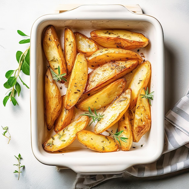 Gebakken aardappelen van bovenaf