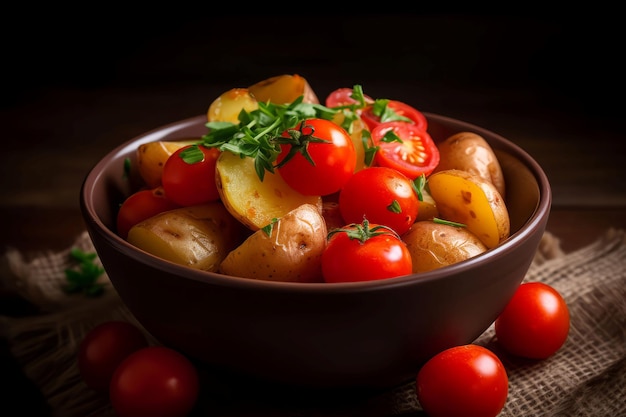 Gebakken aardappeltomaten Veganistisch eten Genereer Ai