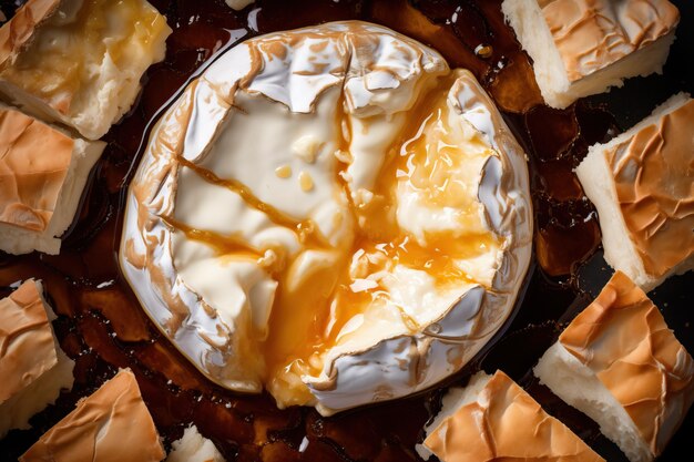 Gebakken camembert kaas van boven