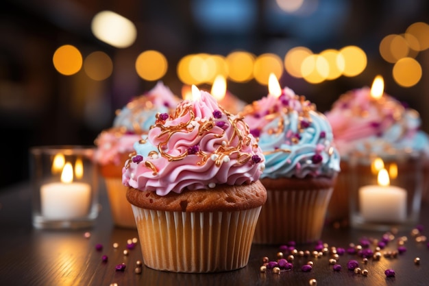 Gebakken cupcake dessert met gourmet decoratie muffin dekking generatieve IA