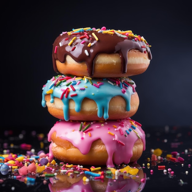 Gebakken Frosted en gefotografeerd met donuts in Food Art