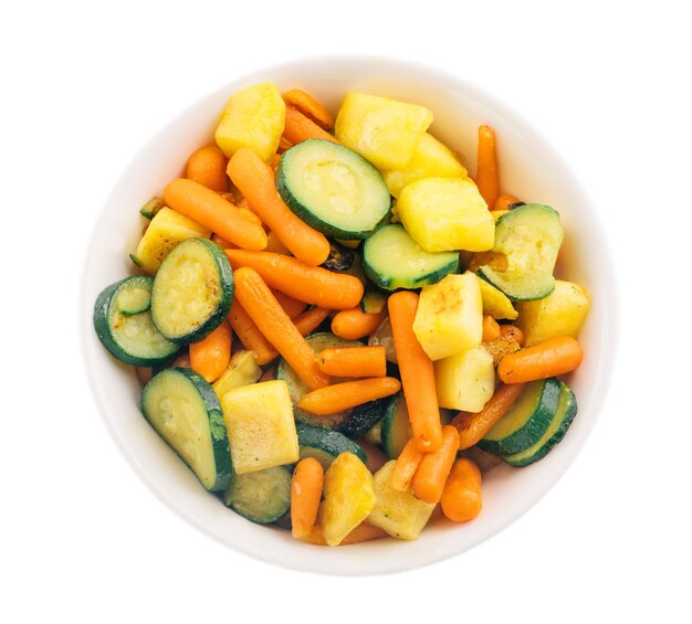 Gebakken groenten op het bord