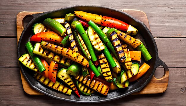 Gebakken groenten op houten achtergrond gezond eten BBQ veganistische maaltijd