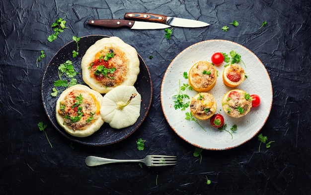 Gebakken pompoen en courgette met quinoa