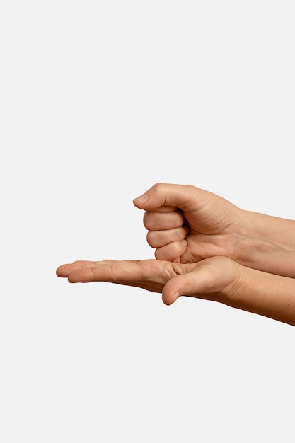Foto gebarentaal gebaar geïsoleerd op wit