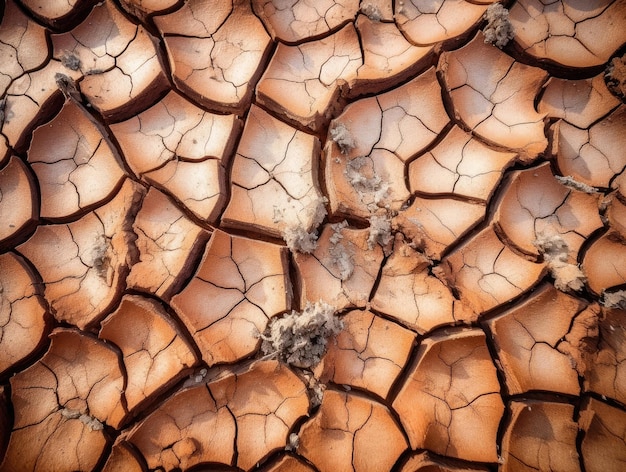 Gebarsten oppervlak van gedroogde grond en gehakte aarde bodemerosie