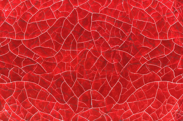 Gebarsten rode verf van hoge leeftijd op een houten oppervlak.