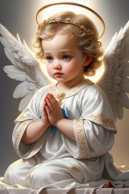 Gebed baby meisje engel cherub bid realistisch