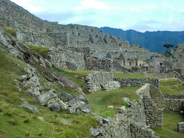 Gebeeldhouwde stenen structuren uit het Inca-rijk in Machu Picchu Cusco Cuzco Peru