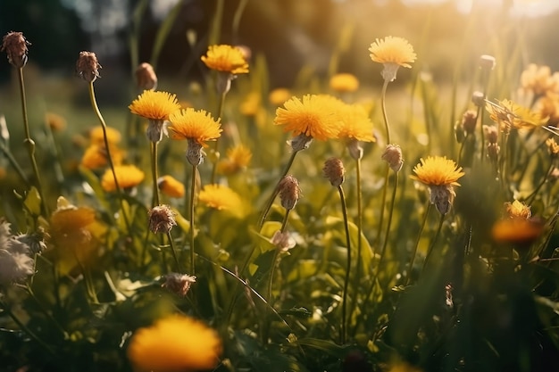 Gebied van gele bloemen Generatieve AI